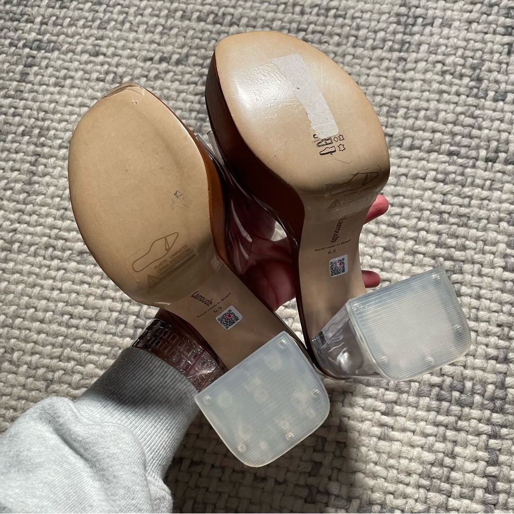 NEW Larroude Carmel Dolly Lucite Platform Mules 6.5 - Picture 6 of 6